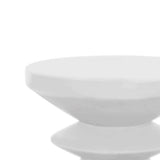 Benzara Industrial Style Pawn Shape Concrete Accent Table, White BM217405 White Concrete BM217405