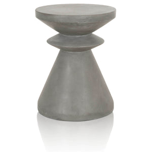 Benzara Industrial Style Pawn Shape Concrete Accent Table, Gray BM217406 Gray Concrete BM217406