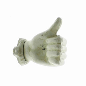 Benzara Metal Thumbs Up Wall Mounting Hand, Antique White BM217861 White Metal BM217861