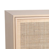 Benzara 1 Door Wooden Accent Chest with Mesh Pattern Front, Light Brown BM217889 Brown Solid Wood BM217889