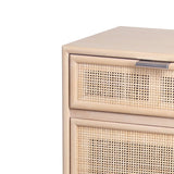 Benzara 1 Door and 1 Drawer Wooden Accent Chest with Mesh Pattern Front,Light Brown BM217893 Brown Solid Wood BM217893