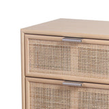 Benzara 3 Drawer Wooden Accent Chest with Mesh Pattern Front, Light Brown BM217894 Brown Solid Wood BM217894