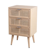 Benzara 3 Drawer Wooden Accent Chest with Mesh Pattern Front, Light Brown BM217894 Brown Solid Wood BM217894