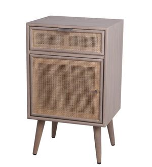 Benzara 1 Door and 1 Drawer Wooden Accent Chest with Mesh Pattern Front, Gray BM217895 Gray Solid Wood BM217895