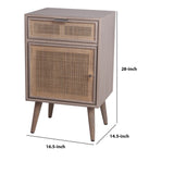 Benzara 1 Door and 1 Drawer Wooden Accent Chest with Mesh Pattern Front, Gray BM217895 Gray Solid Wood BM217895