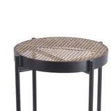 Benzara Metal Accent Table with Mesh Design Shelf and Top, Brown and Black BM217924 Black and Brown Metal BM217924