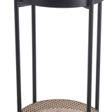 Benzara Metal Accent Table with Mesh Design Shelf and Top, Brown and Black BM217924 Black and Brown Metal BM217924