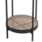 Benzara Metal Accent Table with Mesh Design Shelf and Top, Brown and Black BM217924 Black and Brown Metal BM217924