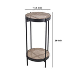 Benzara Metal Accent Table with Mesh Design Shelf and Top, Brown and Black BM217924 Black and Brown Metal BM217924