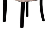 Benzara Wooden Dining Chair with Fabric Seat and Backrest, Set of 2,Black and Beige BM217982 Black and Beige Solid Wood and Fabric BM217982