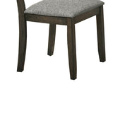 Benzara Wooden Side Chair with Fabric Upholstered Seat, Set of 2, Brown and Gray BM218003 Brown and Gray Solid Wood and Fabric BM218003