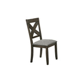 Benzara Wooden Side Chair with Fabric Upholstered Seat, Set of 2, Brown and Gray BM218003 Brown and Gray Solid Wood and Fabric BM218003