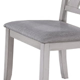 Benzara Wooden Side Chair with Fabric Upholstered Seat, Set of 2, White and Gray BM218004 White and Gray Solid Wood and Fabric BM218004