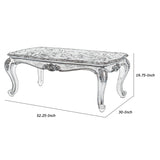 Benzara Wooden Cocktail Table with Marble Top and Carved Details, Gray BM218022 Gray Solid Wood and Marble BM218022