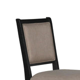 Benzara Wooden Counter Chair with Padded Back and Stretcher Support,Set of 2,Black BM218037 Black Solid wood, Fabric BM218037