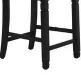 Benzara Wooden Counter Chair with Padded Back and Stretcher Support,Set of 2,Black BM218037 Black Solid wood, Fabric BM218037