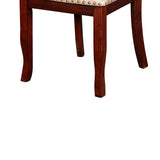 Benzara Slatted Back Wooden Dining Chair with Nailhead Trim, Set of 2, Brown BM218039 Brown Solid wood, Fabric BM218039