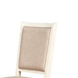 Benzara Wooden Side Chair with Fabric Padded Back, Set of 2, Antique White BM218050 White Solid wood, Fabric BM218050