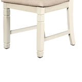 Benzara Wooden Side Chair with Fabric Padded Back, Set of 2, Antique White BM218050 White Solid wood, Fabric BM218050