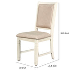 Benzara Wooden Side Chair with Fabric Padded Back, Set of 2, Antique White BM218050 White Solid wood, Fabric BM218050