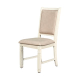 Benzara Wooden Side Chair with Fabric Padded Back, Set of 2, Antique White BM218050 White Solid wood, Fabric BM218050