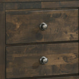 Benzara 2 Drawer Transitional Style Nightstand with Texture Details, Brown BM218111 Brown Solid Wood, Metal BM218111