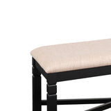 Benzara Fabric Dining Bench with Turned Legs and X Shaped Support, Beige and Black BM218112 Beige and Black Solid Wood, Fabric and Veneer BM218112