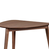 Benzara Mid Century Triangular Corner Table with Grain Details, Walnut Brown BM218126 Brown Solid Wood, Veneer BM218126