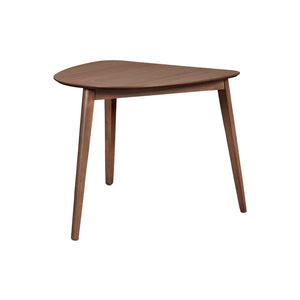 Benzara Mid Century Triangular Corner Table with Grain Details, Walnut Brown BM218126 Brown Solid Wood, Veneer BM218126