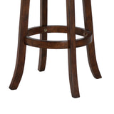 Benzara Curved Swivel Barstool with Leatherette Padded Seating, Brown and Black BM218129 Brown and Black Solid Wood, Faux Leather and Veneer BM218129