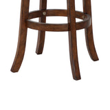 Benzara Curved Swivel Barstool with Fabric Padded Seating, Brown and Beige BM218131 Brown and Beige Solid Wood, Fabric and Veneer BM218131