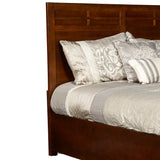 Benzara Panel Design Full Size Wooden Headboard, Cherry Brown BM218134 Brown Solid Wood BM218134