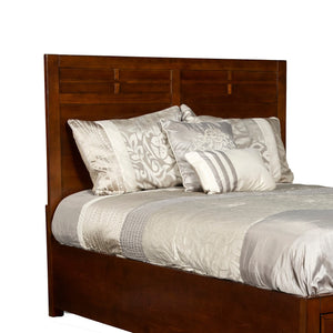 Benzara Panel Design Full Size Wooden Headboard, Cherry Brown BM218134 Brown Solid Wood BM218134