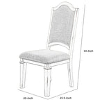 Benzara Farmhouse Style Dining Chair with Tapered Legs, Set of 2, Antique White BM218141 White Solid Wood, Veneer and Fabric BM218141