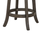 Benzara Curved Lattice Back Swivel Counter Stool with Fabric Seat, Antique Gray BM218142 Gray Solid Wood, Fabric and Veneer BM218142