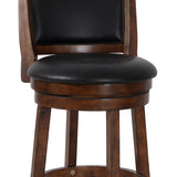 Benzara Curved Swivel Counter Stool with Leatherette Padded Seating,Brown and Black BM218144 Brown and Black Solid Wood, Faux Leather and Veneer BM218144