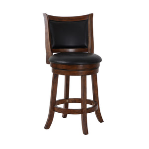 Benzara Curved Swivel Counter Stool with Leatherette Padded Seating,Brown and Black BM218144 Brown and Black Solid Wood, Faux Leather and Veneer BM218144