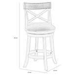 Benzara Curved X Shaped Back Swivel Counter Stool with Fabric Padded Seating, White BM218146 White Solid Wood, Fabric and Veneer BM218146