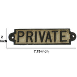 Benzara Metal Private Wall Sign, White and Black BM218312 White and Black Metal BM218312