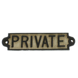 Metal Private Wall Sign, White and Black