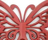 Benzara Wooden Butterfly Wall Plaque with Cutout Detail, Red BM218333 Red Wood BM218333