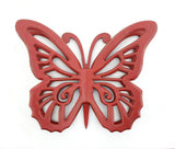 Wooden Butterfly Wall Plaque with Cutout Detail, Red