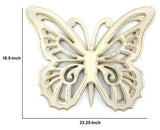 Benzara Wooden Butterfly Wall Plaque with Cutout Detail, White BM218334 White Wood BM218334