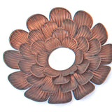 Benzara Blooming Metal Flower Wall Decor Mirror, Set of 3, Copper BM218336 Copper Metal BM218336