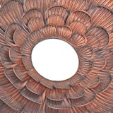 Benzara Blooming Metal Flower Wall Decor Mirror, Set of 3, Copper BM218336 Copper Metal BM218336