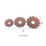 Benzara Blooming Metal Flower Wall Decor Mirror, Set of 3, Copper BM218336 Copper Metal BM218336