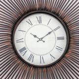 Benzara Wall Clock with Metal Fan Guard Design Frame, Brown BM218347 Brown Metal BM218347