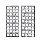 Benzara Wall Plaque with Alternate Square and Round Mirrors, Set of 2, Gray BM218348 Gray Metal and Mirror BM218348