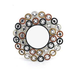 Benzara Round Wall Mirror Surrounded by Smaller Round Mirrors, Multicolor BM218351 Multicolor Metal and Mirror BM218351