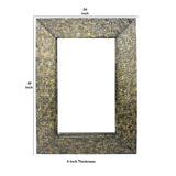 Benzara Rectangular Wall Mirror with Gravel Mosaic Border, Brown BM218355 Brown Wood and Mirror BM218355